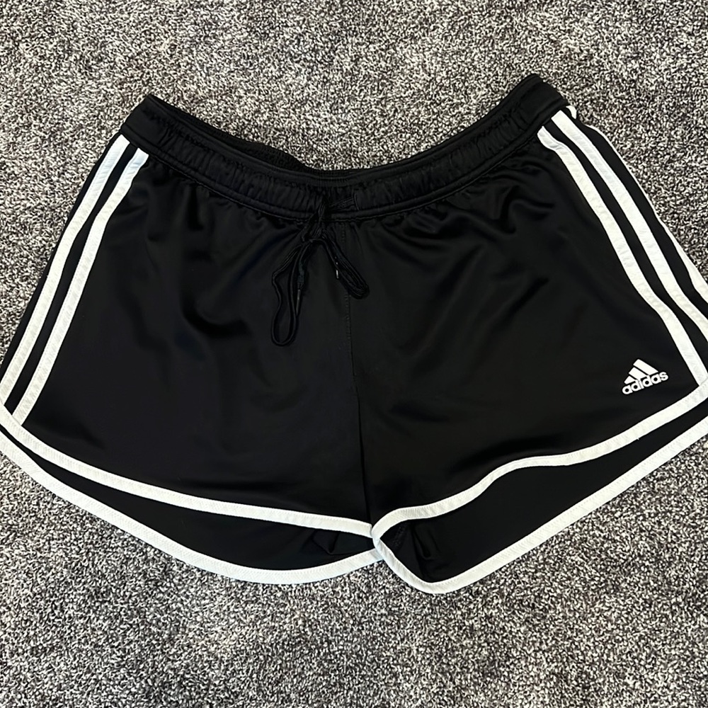 Black 3stripe ADIDAS running shorts size Large